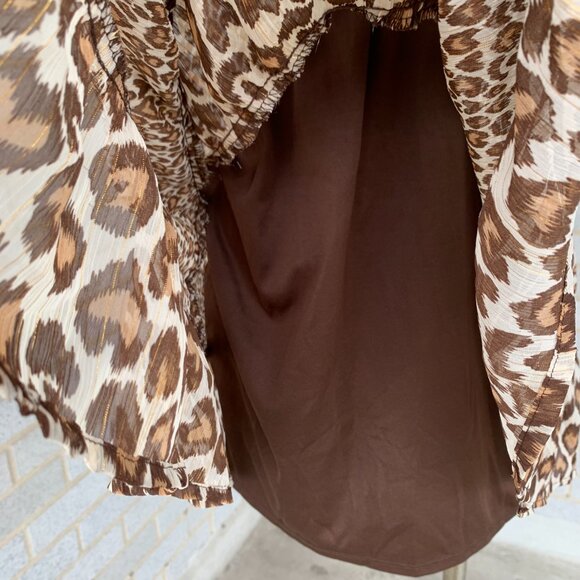 JUSTICE GIRLS ANIMAL PRINT LUREX TIERED DRESS SIZE 14 - Picture 8 of 9